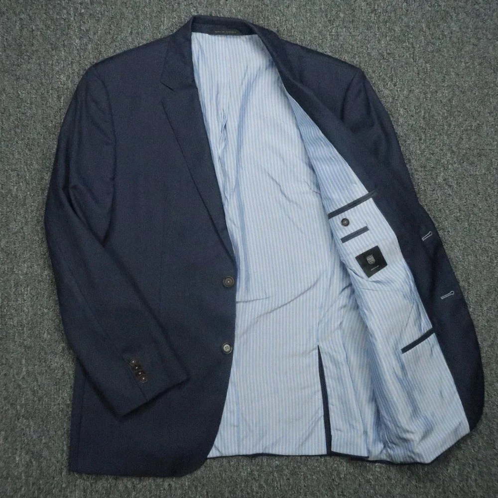 Hugo Boss Blazer Men 44R Blue Wool Lanificio Tesse Biella Suit Jacket‎ Coat